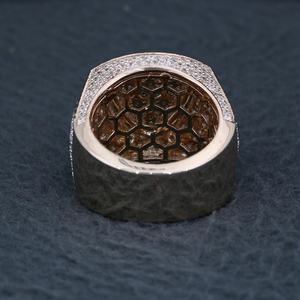 Moissanite <b>Ring</b> Rhodium Christian Hexagon Shape 925 Sterling Silver Pave Setting Brilliant Cut Geometric Minimalist Unisex - Product Image 3
