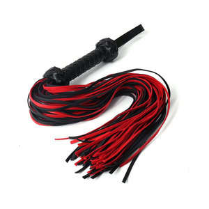 <b>Red</b> Leather Whip With Braided Handle And Tassels - Product Image 4