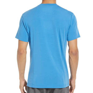 T-shirts en coton pur respirant de couleur bleu ciel uni, anti-rides, style streetwear décontracté, à prix bas pour hommes - Product Image 4