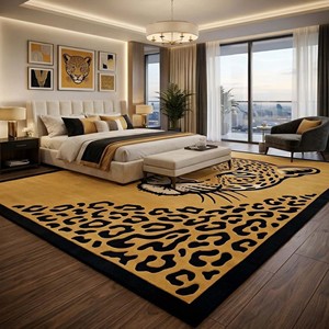 <b>Leopard</b> Print Area <b>Rug</b> Safari Animal Design Hand Tufted Luxury Gold Woolen Carpet Wildlife Living Room Bedroom Home Decor <b>Rug</b> - Product Image 3