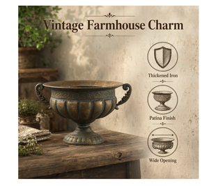 Traditional Bronze Urn Planter With Handles Tabletop Vase Decorative Metal Flower Pot for Wedding,Table decor,Living & Entryway - Product Image 3