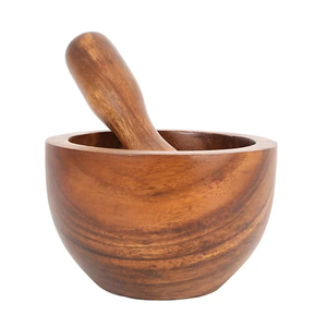 Premium Handcrafted Acacia Wood Mortar and Pestle Set Natural Wooden Spice <b>Grinder</b> for <b>Herbs</b> Garlic and Ginger Best Price - Product Image 1