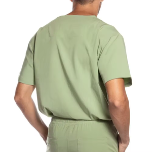 Men's Light Green Nurse Medical Scrub Set | Breathable Twill Fabric Jogger Scrubs with Elastic Waist for Hospital Use - Product Image 2