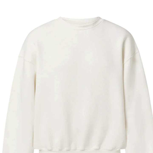 Sudadera de Cuello Redondo, Corte Regular, Color Sólido, Informal, Tejida, 100% Algodón, para Otoño, Unisex, Blanca - Product Image 4