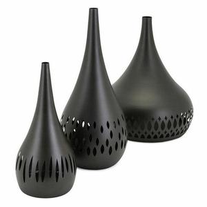 Vase ovale creux texturé doré moderne, accent décoratif, centre de table contemporain en laiton à découpes circulaires - Product Image 4