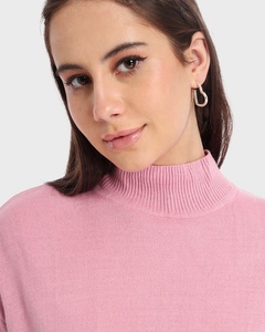 Women Casual high <b>Neck</b> Long Sleeve Sweatshirt Crop Knit Fabric Solid Color Regular Fit For All-Season Pullover Short Length - Product Image 4