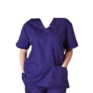 Oem logotipo personalizado novo unisex manga curta v pescoço enfermagem uniforme tc algodão trabalho uniforme para homens e mulheres