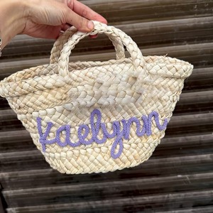 Personalized Woven <b>Straw</b> Tote <b>Bag</b> Braided Handle Beach Handbag Custom Name Embroidery Summer Gift for Travel Picnic - Product Image 1