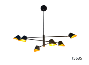 Lámpara de Techo Moderna de Metal Negro, 6 Luces LED, Bombilla E27 Ajustable para Sala de Estar, Lumetal Vietnam - Product Image 2