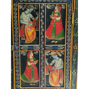 Elefante doble y Radha Krishna Colgante de pared de madera Escultura de Arte de ventana tradicional - Product Image 3