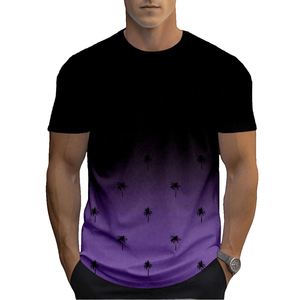 T-shirt sport décontracté 3D pour homme avec motif dégradé, col à motif, manches courtes, en Spandex/Polyester écologique, vente en gros - Product Image 3