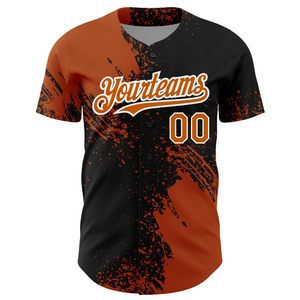 Custom Yourteams <b>Baseball</b> Jersey Sublimated Print Black Orange Short Sleeve Unisex Adult Moisture Wicking Regular Fit - Product Image 6