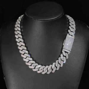 Hip Hop Iced Out Diamond Cuban Link Chain <b>Necklace</b> White Gold Plated Unisex Rapper Jewelry Fashion Statement Chain for Men Women - Product Image 2