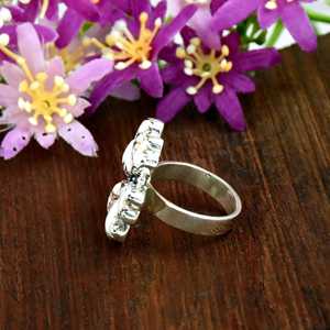 Bague fine en argent sterling 925 avec pierre précieuse turquoise cheval blanc, motif floral, style western, bijoux raffinés pour femme - Product Image 3