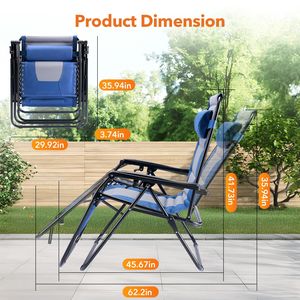 Heavy Duty Outdoor Recliner Foldable Anti-Gravity Leisure Chair with Sleeve Encased Zero Gravity Beach Chair - Product Image 5