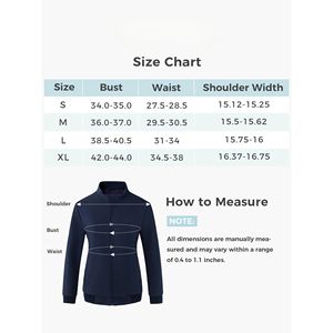 Haut de blouse médicale pour femme en polyester tricoté bleu marine, à col montant zippé et manches longues, uniforme d'hôpital - Product Image 5