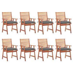 8 pz sedie da pranzo con Patio in legno massello di Acacia con cuscini di alta qualità Set di mobili da esterno - Product Image 1