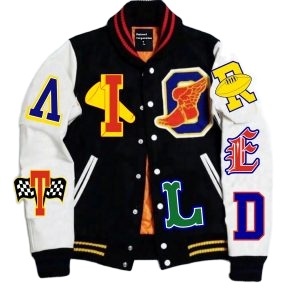 2022 Best Sale Genuine Leather Varsity Jackets Winter Sheep <b>Fur</b> Embroidered Jacket Chenille Patches Best Price Varsity Clothing - Product Image 2