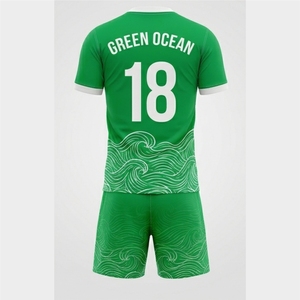 High Quality Men's Green <b>Soccer</b> Jersey Set V-Neck Sublimated Palm Tree Print Breathable Short Sleeve Regular Fit Summer Apparel - Product Image 3