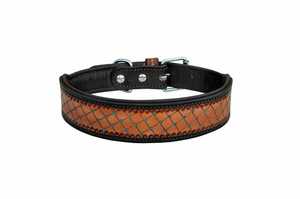 Handmade Western <b>Leather</b> <b>Dog</b> <b>Collar</b> Geometric Pattern Adjustable Buckle Closure Heavy Duty All Season Use - Product Image 2