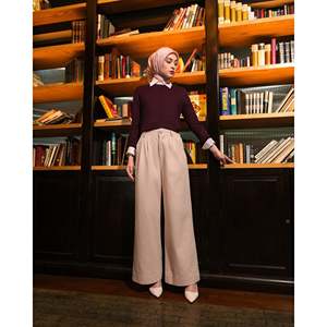 Huda Women's Pants <b>Elastic</b> <b>Waist</b> Wide Leg <b>Trousers</b> American European Style Cotton Blend Fabric XL Size Decorative <b>Elastic</b> <b>Waist</b> - Product Image 3