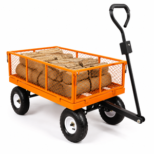 Mesh Sides <b>Wagon</b> Garden <b>Cart</b> 1000lb <b>Folding</b> 10-inch Pneumatic Tires Heavy-Duty Steel PP Rubber Transport Firewood ODGGAD008 - Product Image 1