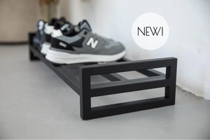 Minimal <b>Black</b> Shoe Rack Single Tier Space Saving Organizer Sturdy Stable <b>Frame</b> Compact Design Modern Entryway Storage Solution - Product Image 5
