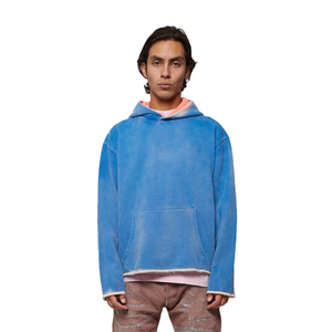 Sweat à capuche et pull-over vintage épais à épaules tombantes pour homme, en coton délavé, thermique d'hiver, motif uni - Product Image 4