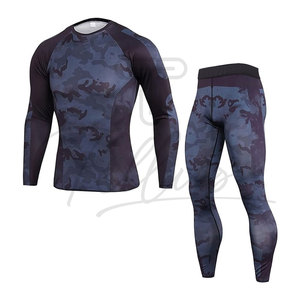 Conjunto de Camiseta Deportiva de Compresión para Hombre, Color Verde Oliva Oscuro, Manga Larga, Cuello Redondo, 2 Piezas, Secado Rápido, Transpirable, para Yoga - Product Image 2
