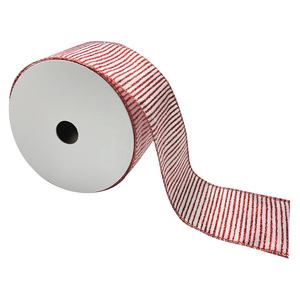 <b>Christmas</b> Striped Sequined Glitter Decorative 100% Polyester 2.5''x5'' <b>Ribbon</b> - Product Image 6