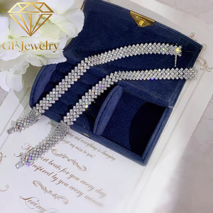 Pulsera de tenis Art Deco ancha de varias filas con diamantes de laboratorio de corte cuadrado, oro blanco de 18K, pavé completo, certificado IGI, joyería fina de lujo - Product Image 5