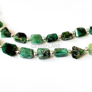 Natural Emerald Faceted Tumble Gemstone Beads Wholesale Emerald Beads For Jewelry Making Supplies 5x7MM 6x8MM Loose Nuggets - Product Image 5