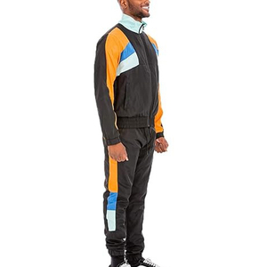 OEM Custom Mens Solid <b>Knitted</b> Nylon Windbreaker Tracksuit 3M Reflective White Piping Stripe Sportswear <b>Set</b> - Product Image 5