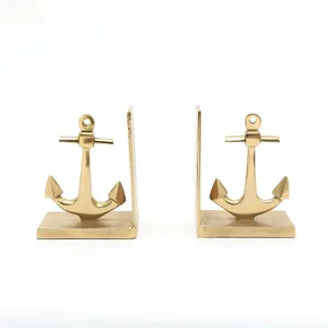 ZE-3579P Aluminium Anchor <b>Bookends</b> Gold Plated Gravure Printed <b>3D</b> Rectangle Shape Home Decoration Metal Craft - Product Image 3
