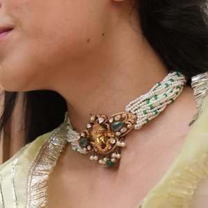 Ensemble collier Gajaah 925 en argent Kundan Ganesh, pendentif artisanal plaqué or avec rubis et émail, pour les mariages et les fiançailles. - Product Image 1