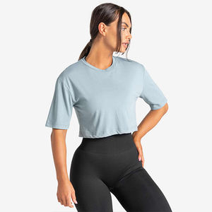 Top Deportivo Corto para Mujer, Verano, Corte Ajustado, 100% Algodón, Secado Rápido, para Gimnasio, con Color y Logotipo Personalizados (OEM) - Product Image 1