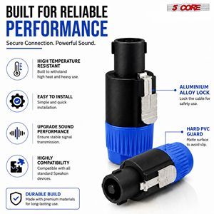 Adattatore Speakon di Alta Qualità, Connettore Audio Maschio per Altoparlanti - Product Image 2