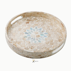 Bandeja de Servir de Madera de Lujo, Ecológica, Portátil, con Diseño de Nácar Blanco, Personalizable OEM/ODM, para Presentación de Alimentos, Venta al Por Mayor - Product Image 3