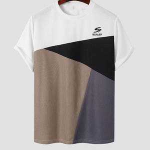 Vente directe d'usine, t-shirt simple à col rond pour homme, 100% coton, tissu tricoté léger, respirant, coupe confortable - Product Image 1