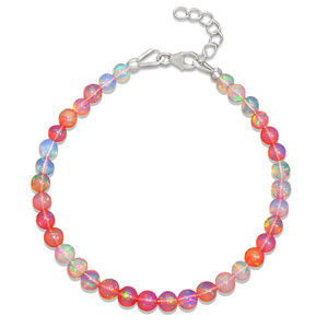 Pulsera de Ópalo con Cuentas Redondas Sombreadas, Pulsera de Piedra Semipreciosa, Pulsera de Joyería de Ópalo, Pulsera de Cuentas de Ópalo Irregulares - Product Image 1