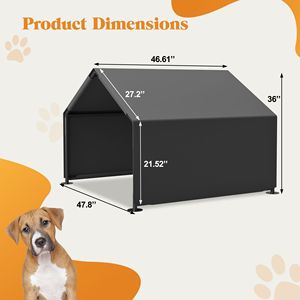Rifugio per Cani da Esterno 4' X 4' X 3' Grigio Impermeabile Protezione Solare Casa per Animali Domestici per Cani Piccoli Animali e Bestiame - Product Image 2