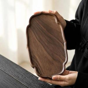 Plateau de service en bois fait main, moderne et luxueux, pour le petit-déjeuner, plateau de rangement naturel, organisateur de table à manger, cuisine, salle de bain, lave-vaisselle - Product Image 1