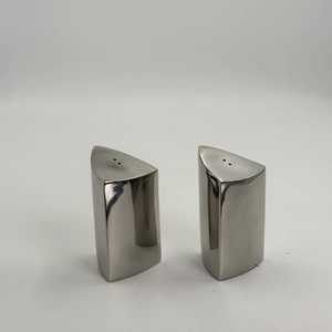Modern Stainless Steel <b>Salt</b> and Pepper Shakers Set Triangular Metallic Minimalist Spice Dispenser Restaurant Tableware - Product Image 1