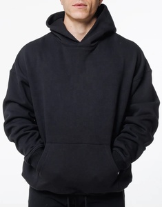 Sweat à capuche oversize en molleton de coton haute densité pour homme, style streetwear, tissu épais, épaules tombantes, uni, vierge, gaufré, brodé - Product Image 6