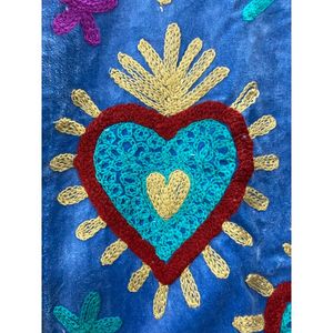 Hand Embroidered <b>Velvet</b> <b>Jacket</b> <b>Women</b> Full Sleeve Turn-down Collar OPEN Closure Autumn Bohemian Heart Pattern Coat - Product Image 3