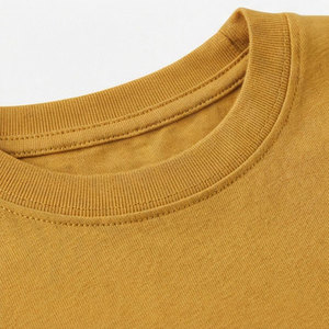 Camiseta Corta Amarillo Mostaza para Mujer, Cuello Redondo, Manga Corta, Color Sólido, Informal, Tejida, 100% Algodón, Corte Regular, para Todas las Temporadas - Product Image 2