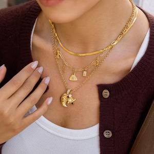 Collar de Moda 2026, Popular, en Oferta, Chapado en Oro de 18K PVD, Acero Inoxidable, con Circonita, Diseño de Sol, Luna y Estrella, Resistente al Agua, para Mujer - Product Image 6