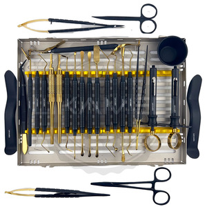 Kit d'instruments de chirurgie dentaire de qualité supérieure, outils en acier inoxydable avec revêtement céramique noir, avec cassette de stérilisation CE ISO - Product Image 1