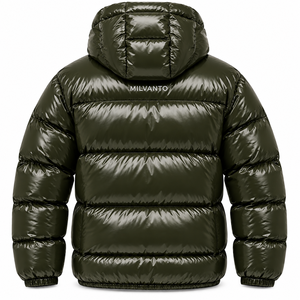 Chaqueta Acolchada para Hombre con Logotipo Personalizado |   Chaqueta Acolchada con Capucha de Alto Brillo |   Abrigo Aislante para Invierno |   Chaqueta de exterior con cremallera - Product Image 3
