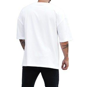 Camiseta para hombre súper gruesa y pesada, camiseta extragrande para hombre con hombros caídos, cuello redondo, corte cuadrado, 100% algodón y de buena calidad. - Product Image 5